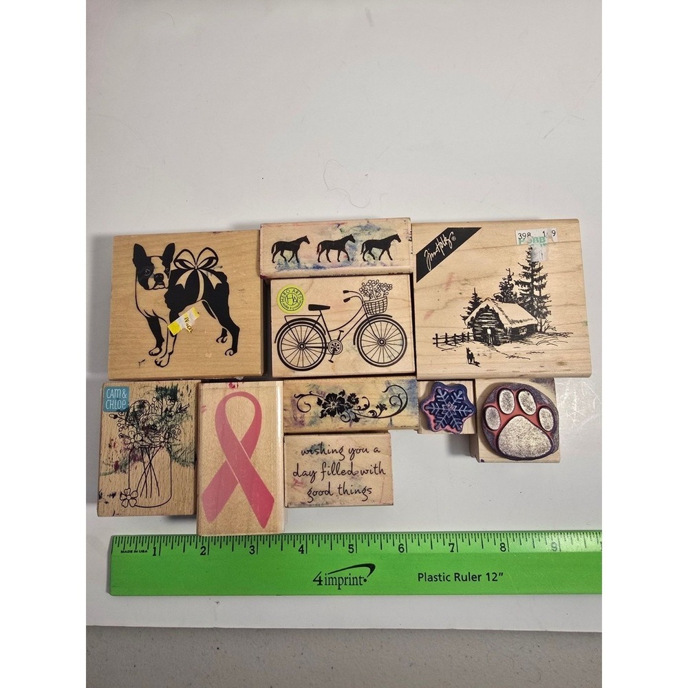 Craft Ink Stamps Set of 10 Variety of Designs Scrapbooking Card Making NEW